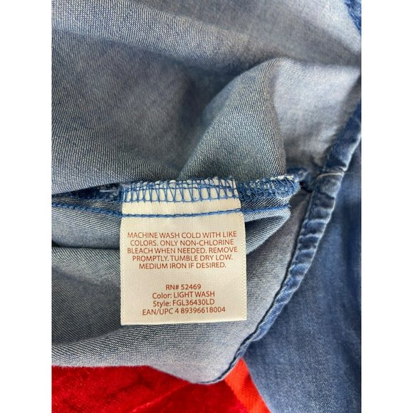 Faded Glory Denim Light Wash Womens Size Large Button‎ Blouse - Picture 5 of 5